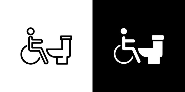 black and White vector set icons of disability