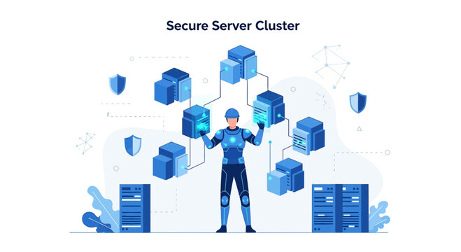 Robotic Data Scientist Managing Secure Server Cluster with Shields