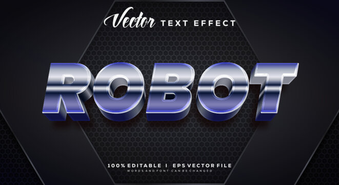 Editable robot 3d effects, modern colors. Text style effects.