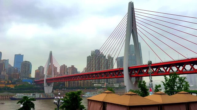 20 April 2026 Chongqing China Metropolis, situated  on the Yangtze and Jcolourful skies and rivers , mountainous city with a plethora of high-rise buildings and known as a city of Bridges  