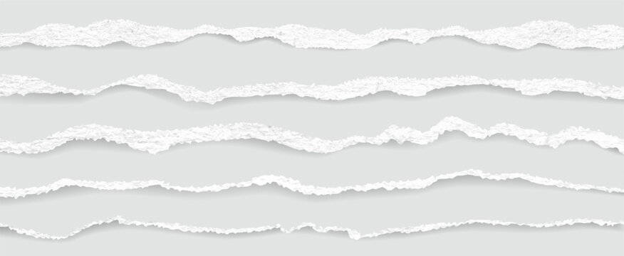 Torn paper realistic vector set. Torn paper and strips of paper with shadow.