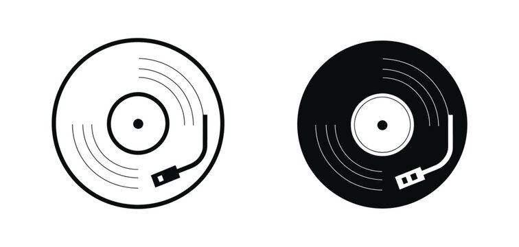 Cartoon Vinyl Record LP icon vector illustration retro DJ symbol gramophone turntable audio disk music player concept design.