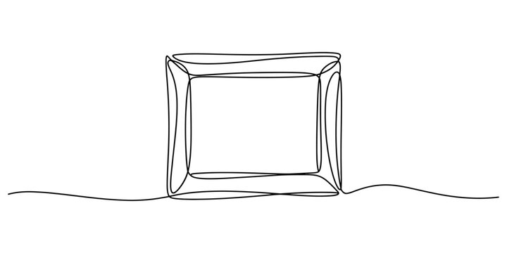 Empty picture frame drawn with one single continuous black line