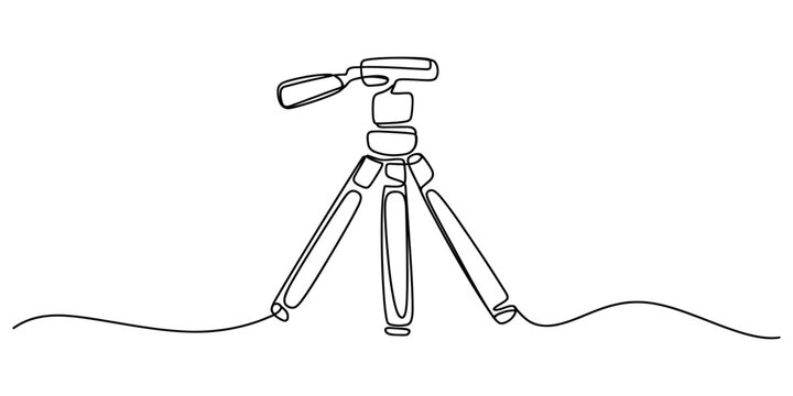 Camera tripod continuous single line drawing