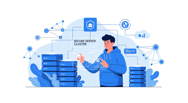 Man Manages Secure Server Cluster Network