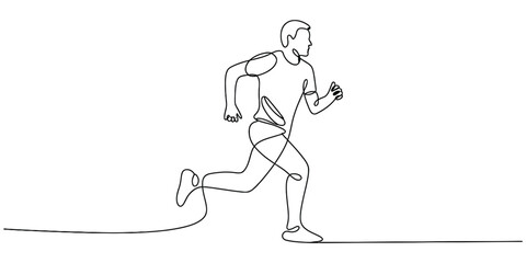 Fototapeta premium Continuous single line drawing of a man running fast