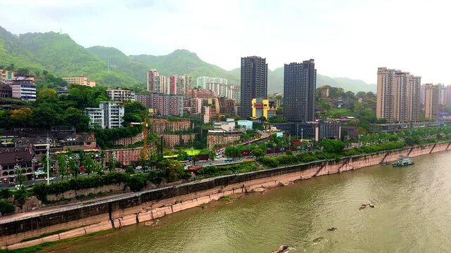 20 April 2026 Chongqing China Metropolis, situated  on the Yangtze and Jcolourful skies and rivers , mountainous city with a plethora of high-rise buildings and known as a city of Bridges  