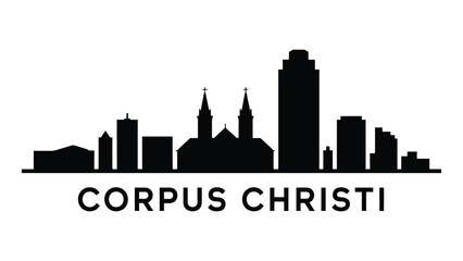 Naklejka premium corpus christi texas city skyline silhouette with modern urban architecture black and white vector illustration travel tourism landmark design artwork