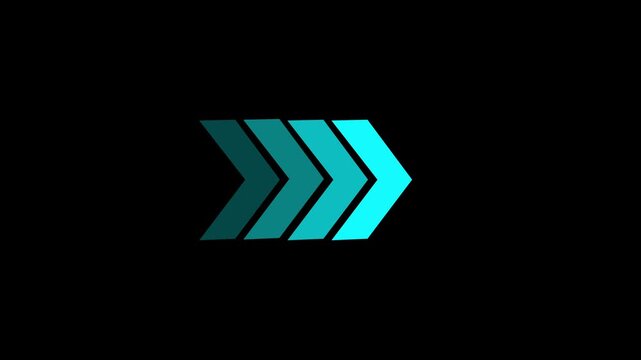 Right-directional arrow loop animation. Animated arrows for the overlay video layer. arrow icon concept animation.