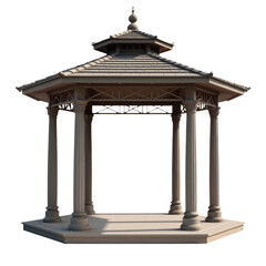 Naklejka premium A gazebo with stone columns and a curved roof
