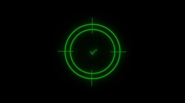 Glowing neon target icon, military target icon animation Isolated on Black Background ( tike icon )