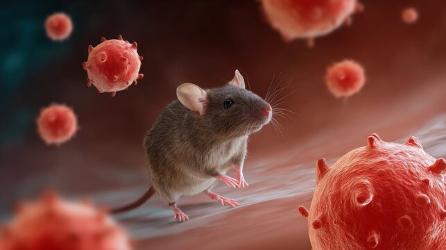 Hantavirus Infection infectious disease medical concept, viral zoonotic pathogen transmitted by rodents, severe respiratory syndrome and hemorrhagic fever, human viral infection symptoms
