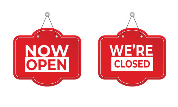 WebNow Open & We&rsquo;re Closed Hanging Sign Board Design &ndash; Modern Retail Store Door Signage Template for Shop, Cafe, Restaurant, Salon, Business Entrance Branding