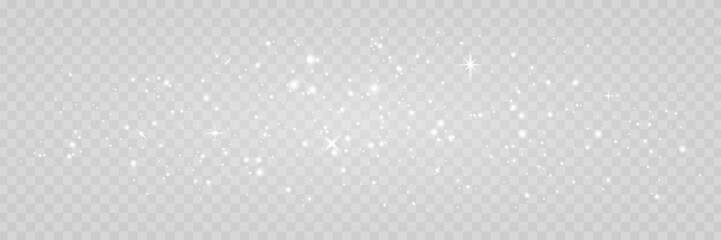 Obraz premium Christmas Holiday white confetti. Magic star dust background. Gold glitter light bg. Particle banner. Fairy bulb. Glow shine bokeh. Winter Celebration frame. Luxury party. Vector illustration