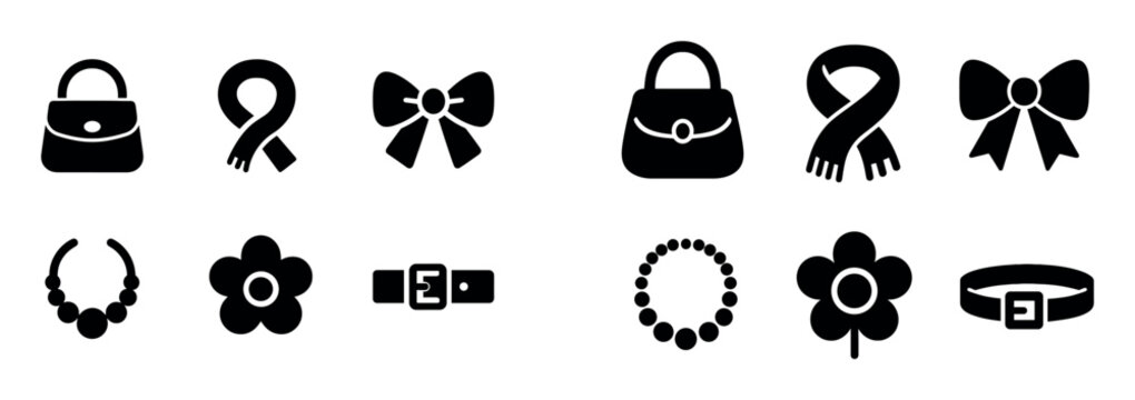 Fashion icons with purse bow scarf minimal