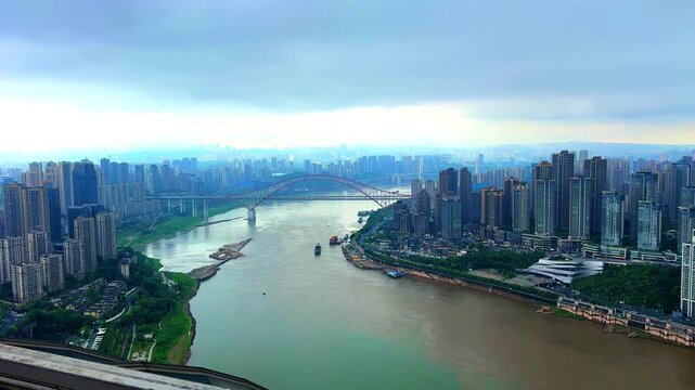 20 April 2026 Chongqing China Metropolis, situated  on the Yangtze and Jcolourful skies and rivers , mountainous city with a plethora of high-rise buildings and known as a city of Bridges  