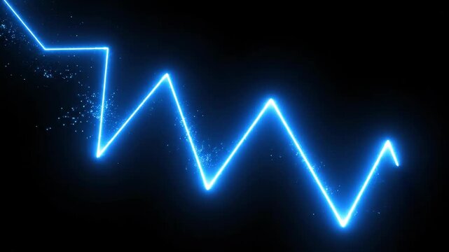 Blue glowing angular neon line on dark background