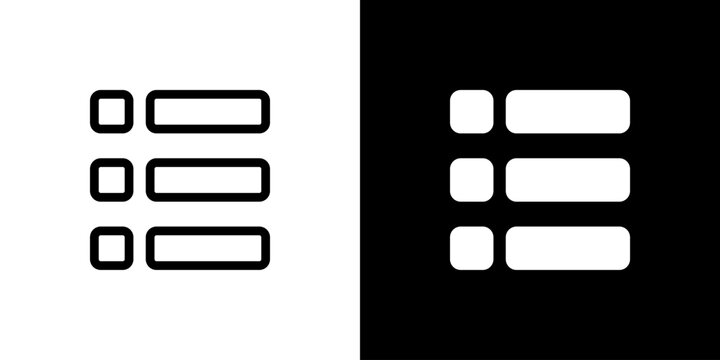 Menu List Icon concept with flat Black White Background. Vector illustration. for Website Interface.