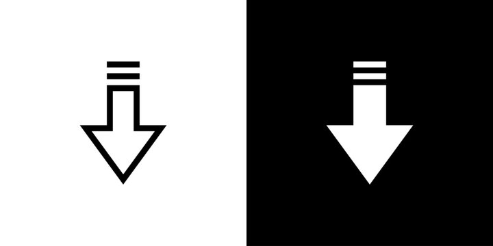 Down Arrow Icon concept with flat Black White Background. Vector illustration. for Navigation.