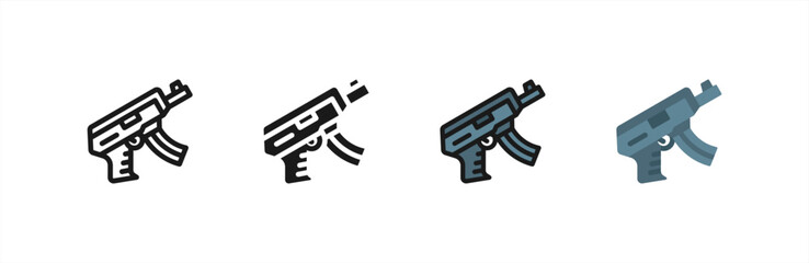 Obraz premium Modern Handgun icon multiple style collection. Vector illustration.