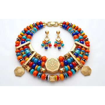 A luxury statement necklace featuring oversized vibrant Maasai-style beads