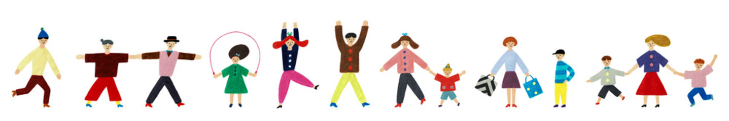 多様な人々のキャラクターセット 手描き風イラスト コミュニティとダイバーシティ