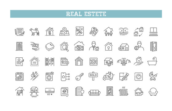 Outline web icons set - Real Estate. Vector icons