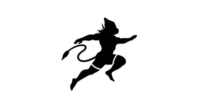 Hanuman jumping silhouette, Indian mythology icon