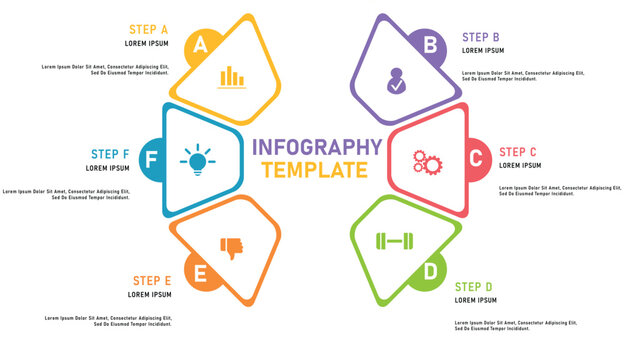 Flat business presentation vector slide template with diagram char