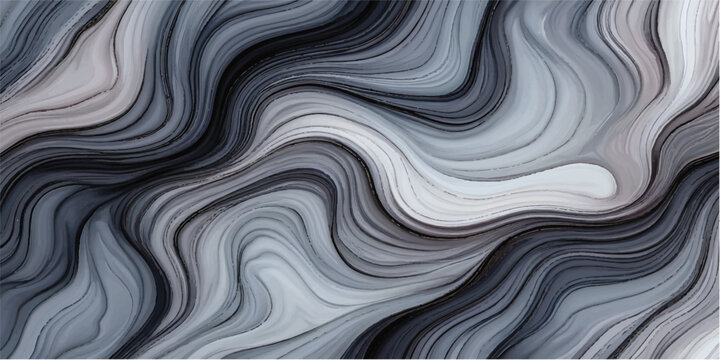 A seamless 3d liquid art wallpaper featuring an abstract dark blue wave pattern with a wavy silver metal texture and brown paint swirls on a deep blue surface backdrop