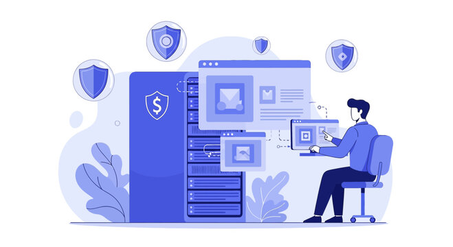 Cybersecurity Concept: Computer Network Security and Data Protection