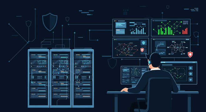 Cybersecurity Control Room - Data Center Monitoring