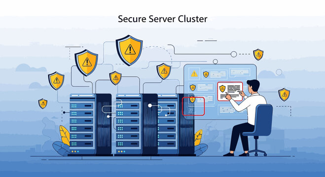 Cybersecurity Data Center - Secure Server Cluster and Network Protection
