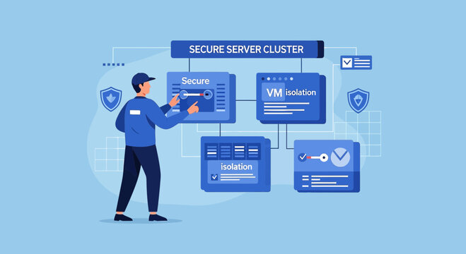 Cybersecurity Expert Managing Secure Server Cluster and VM Isolation