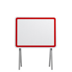 Fototapeta premium A red and white sign mounted on a metal stand, ready for display