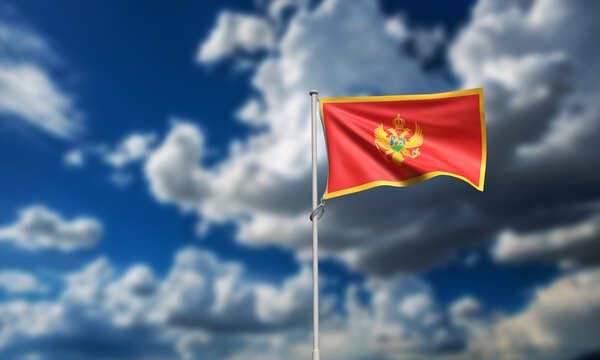 Montenegro country national flag blue sky cloudy white background walllpaper copy space montenegrin  eu membership europa union organisation politic government emblem republic partnership monternegro 