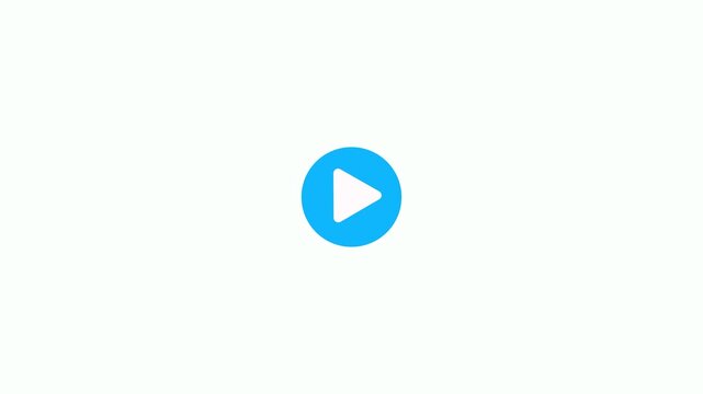 Animated circle Play button icon on a white background. Video and audio music play button animation. Loop circle Play button icon for media playback and streaming services with alpha channel