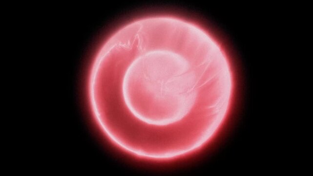 Abstract red orb glowing with energy and electricity against a dark background representing high power and mystical innovation with sharp fractal lightning
