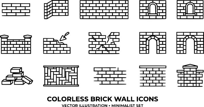 Brick wall icons. Vector illustration.