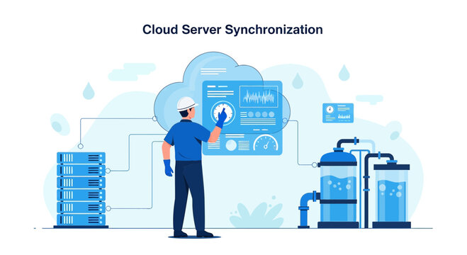 Cloud Server Synchronization Technology - Data Center and Network Diagram