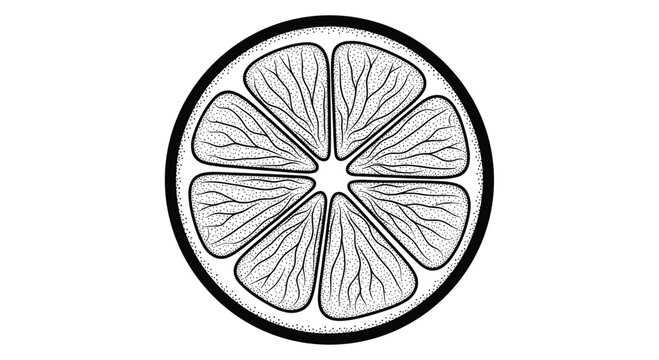 Detailed circular cross section of a citrus fruit showing segment textures and rind captures the juicy essence of oranges, lemons, or limes.