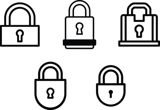 set of padlock icons in different shapes and styles for security concepts  isolated on transparent background