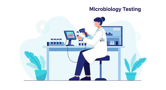 Microbiology Testing: Scientist Analyzing Samples in Modern Laboratory