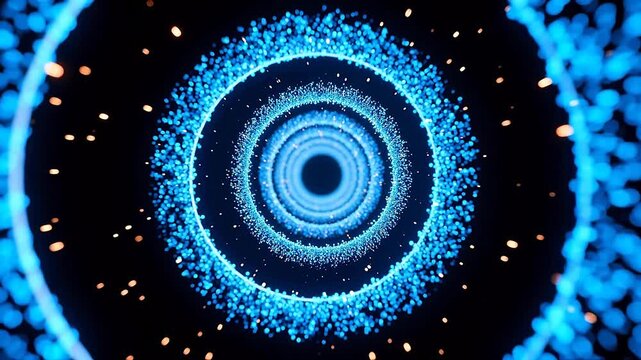 Deep blue cosmic tunnel with spiral light