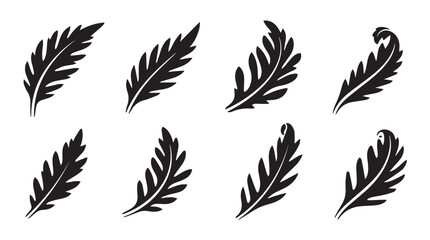 Fototapeta premium Feather silhouettes against white background representing nature's elegance and minimalist design elements for branding