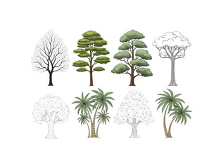 Fototapeta premium set of vector trees