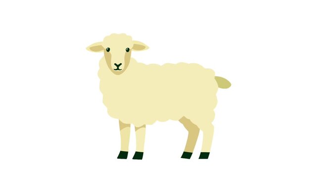 2D Animated Sheep with Cute Wool Design for Eid al-Adha