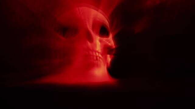 Distored skull with red smoke black background