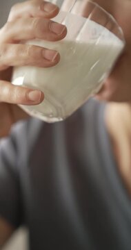 Drinking Turkish traditional drink ayran