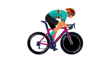 Fototapeta premium Cyclist in aerodynamic pose on a racing bicycle, representing speed and competition in the sport of cycling, perfect for 2026 trends